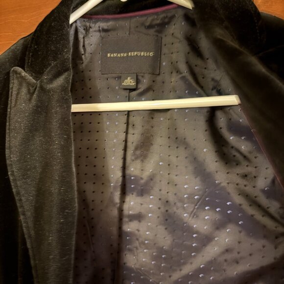 Banana Republic Black Velvet Blazer Jacket Womens Classic Tailored Sz 8 - Picture 6 of 9
